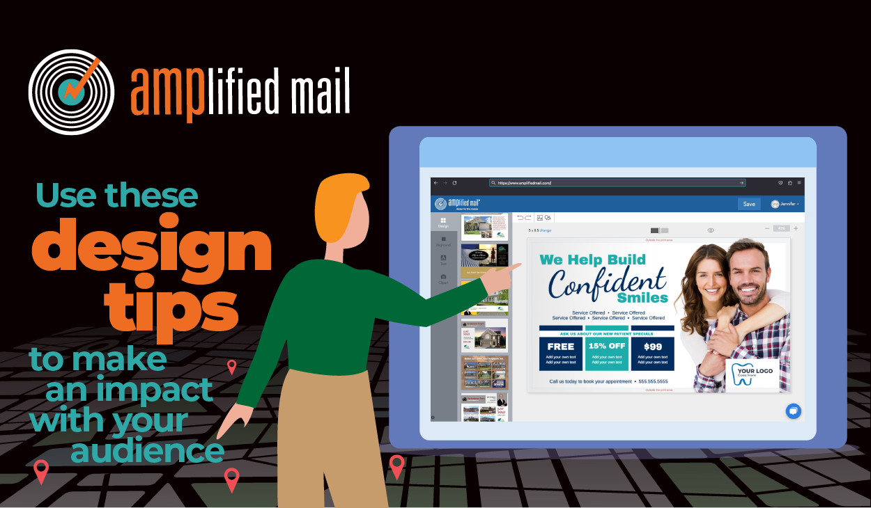Direct mail marketing postcard design tips (illustration)